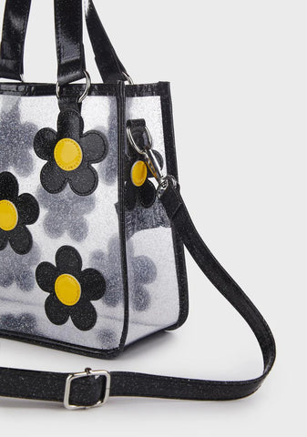 Diggin' Ur Stems Floral Tote Bag - Black