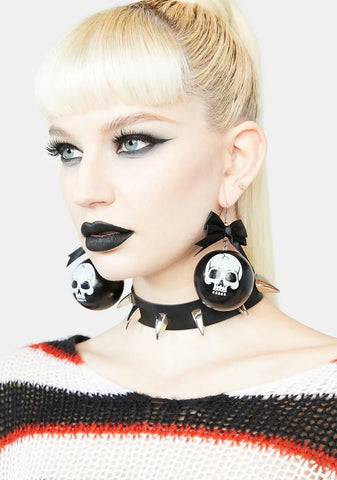 Hell Topper Skull Ornament Earrings