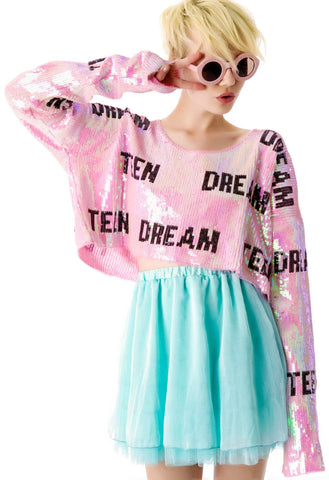 Teen Dream Billy Crop Sweater - Pink
