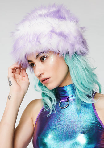 Lilac Faux Fur Cap