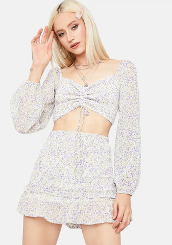 True To My Heart Floral Crop Top & Skirt Set