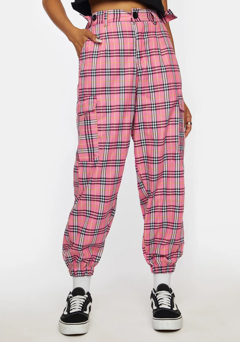 Baby Meet Ur Match Plaid Cargo Joggers