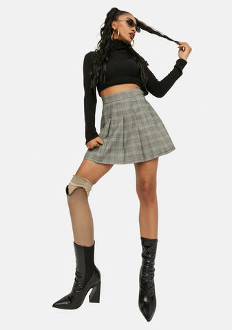 To The Front Plaid Mini Skirt