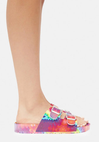 Hot Pleasure's All Mine Tie Dye Slides