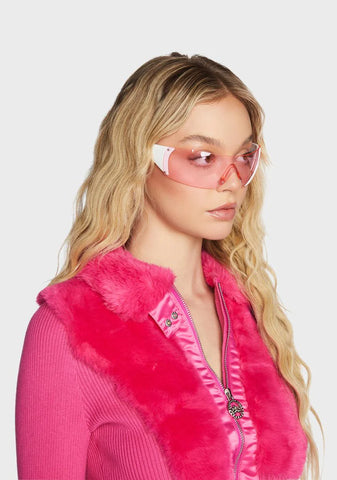 Pink Cylinder Shield Sunglasses