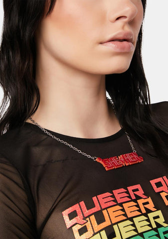 She Her Pronouns Necklace