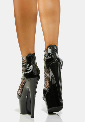 Dark Glamour Stunts Rhinestone Platform Heels