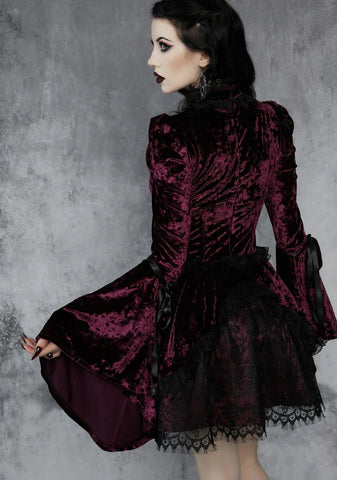 Wine Tempting Enchantress Velvet Dress