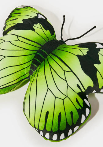 Lime Shoot The Breeze Butterfly Pillow