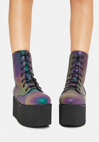 Reflective Kaos Mid Platform Boots