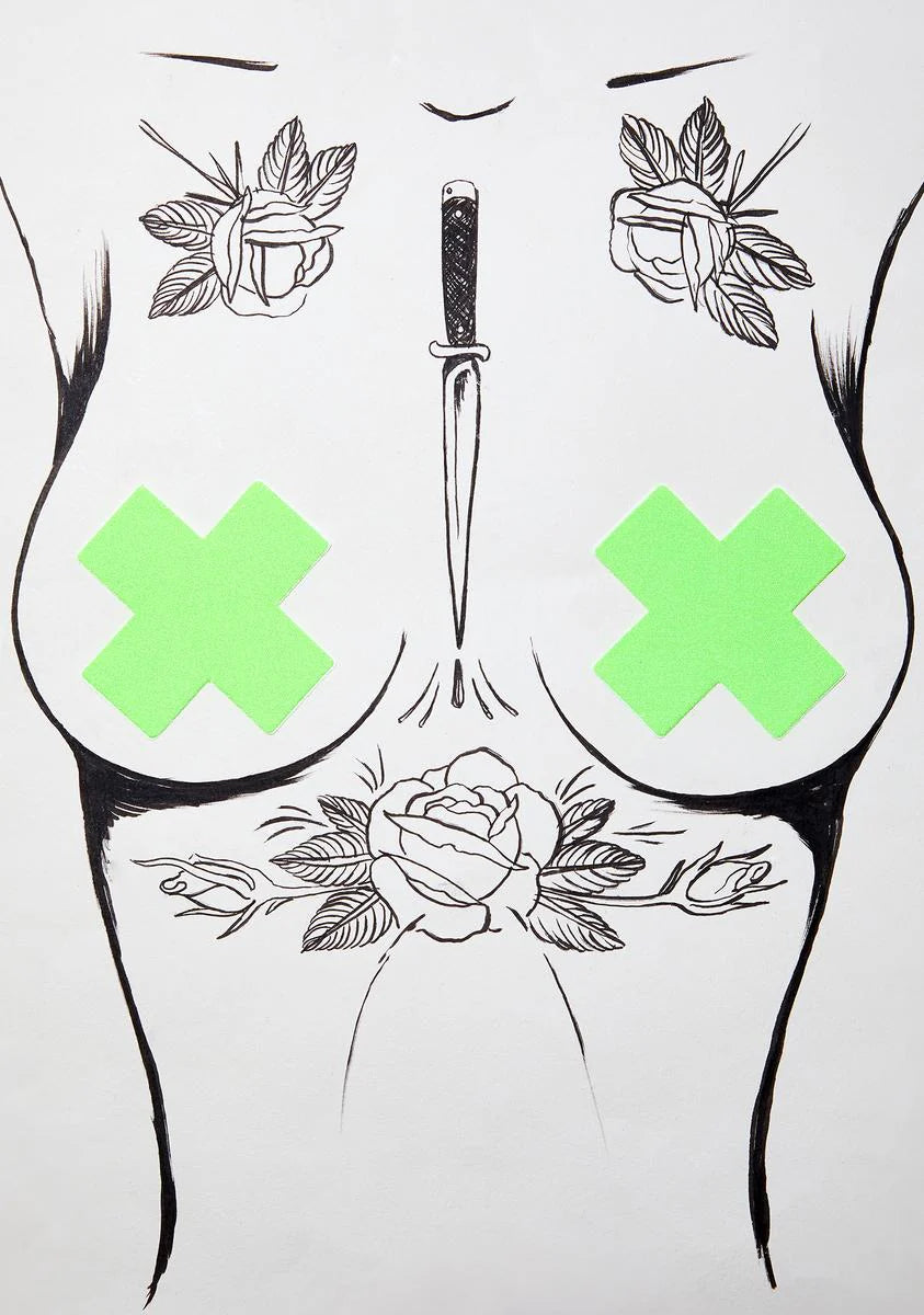 Neon Green Cross Pasties