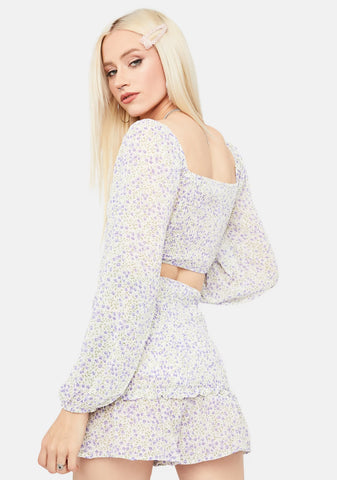 True To My Heart Floral Crop Top & Skirt Set