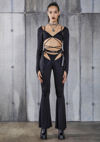 Snare Thong Cut-Out Flare Pants