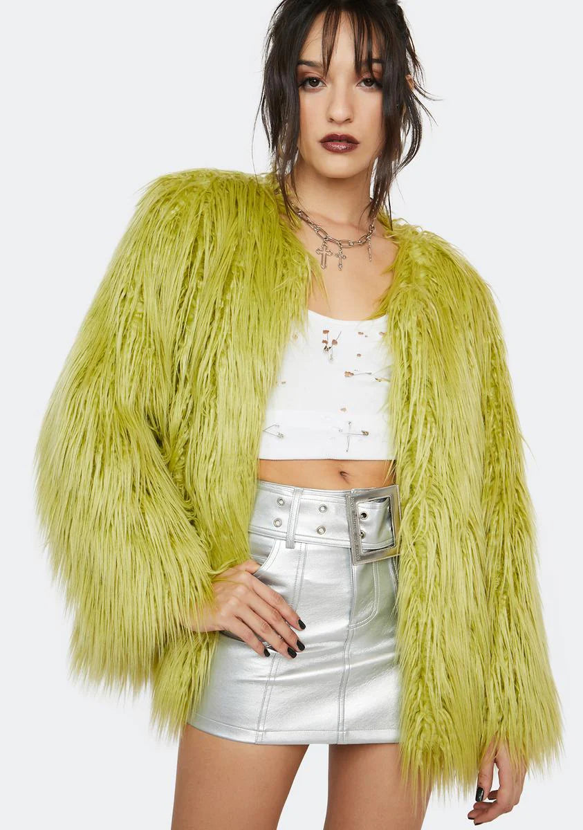Wild Lime Faux Fur Jacket