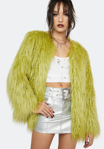 Wild Lime Faux Fur Jacket