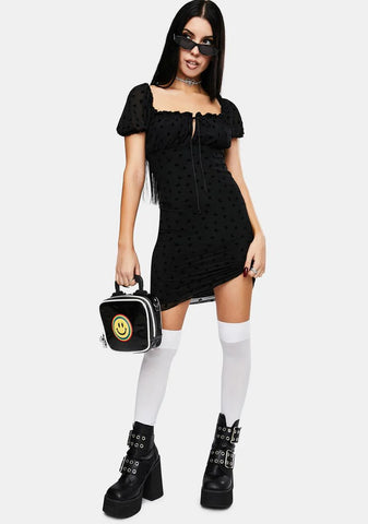 Black Flock Flutterby Jamila Dress