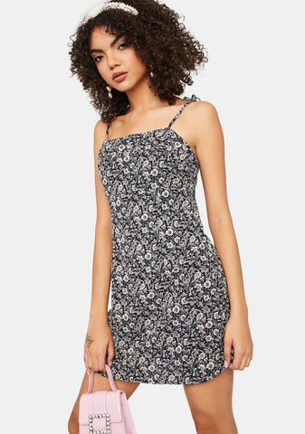 Sunset Cheer Floral Tie Strap Mini Dress