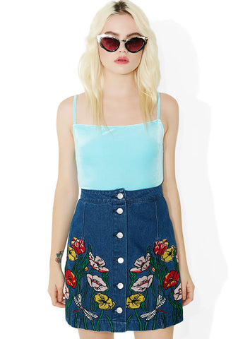 Among The Flowers Embroidered Skirt