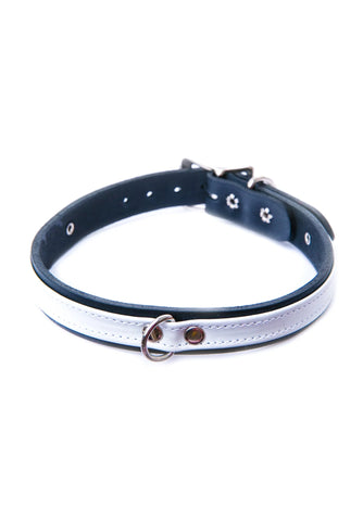 Slave 4 U D Ring Choker - White