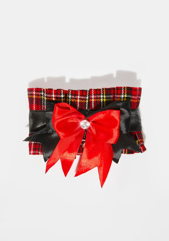 Kitten Collection Red Plaid Choker