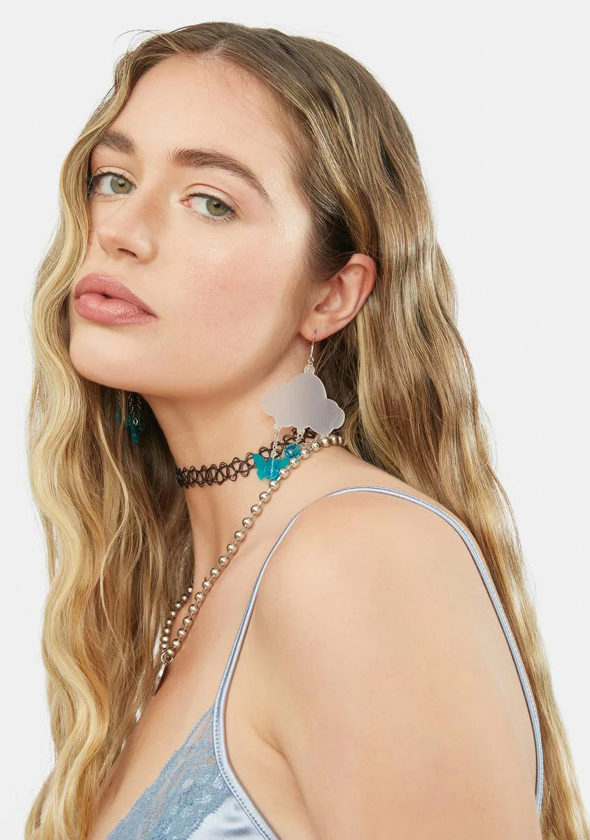Butterfly In The Cloud Drop Earrings
