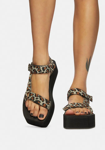 Purrfect Leopard Gonna Getcha Platform Sandals