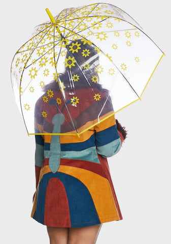 Auto Open 52" Arc Fashion Print Bubble Stick Umbrella