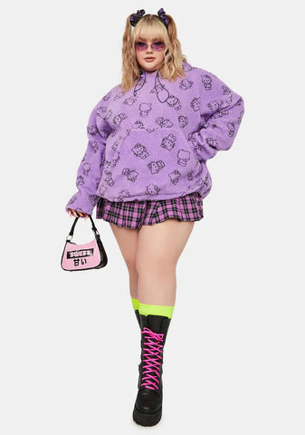 Purple Plus Hello Kitty Printed Fleece Hoodie