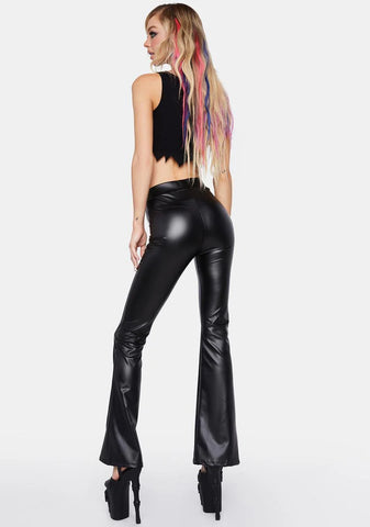 Always Bad Vegan Leather Flare Pants