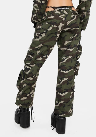 Camo Tactical Pants With Detachable Panty