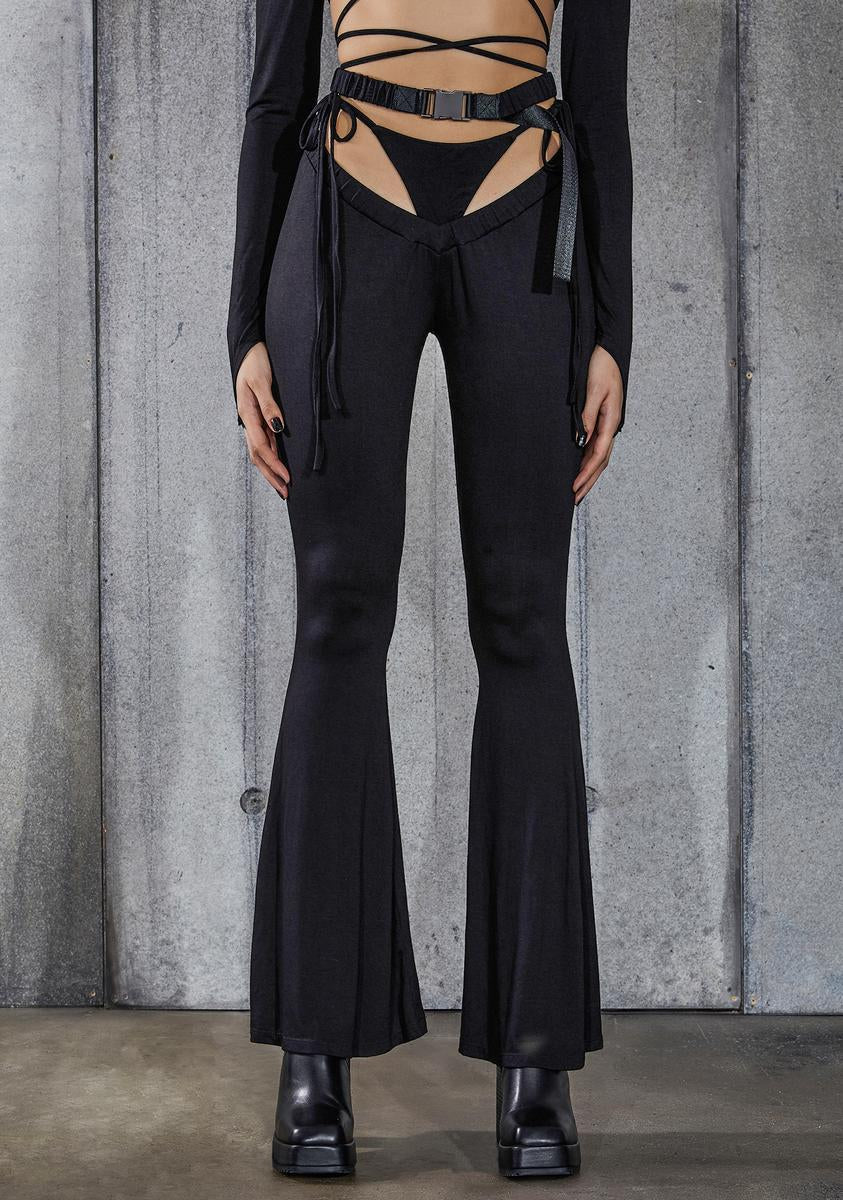 Snare Thong Cut-Out Flare Pants