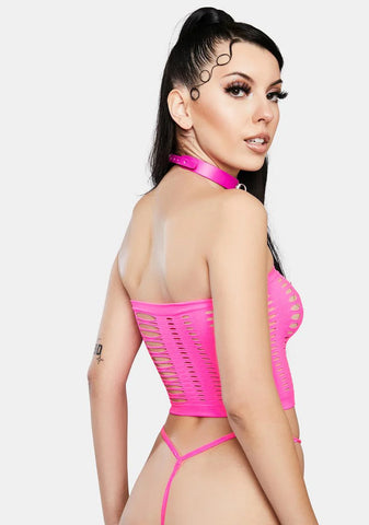 Baddie in Bandeau Top G-String Matching Stockings