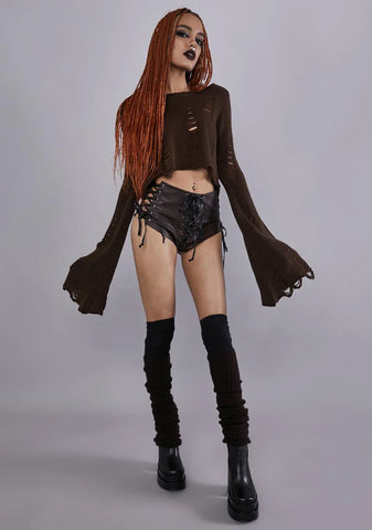 You Must Believe Lace Up Shorts