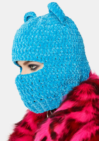 Blue Chenille Bear Balaclava
