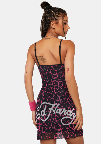 Rose Cobra Mesh Slip Dress