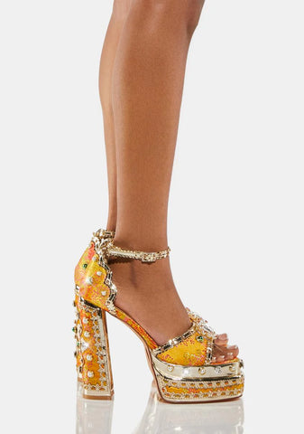 Orange Aim For The Eyes Platform Heels
