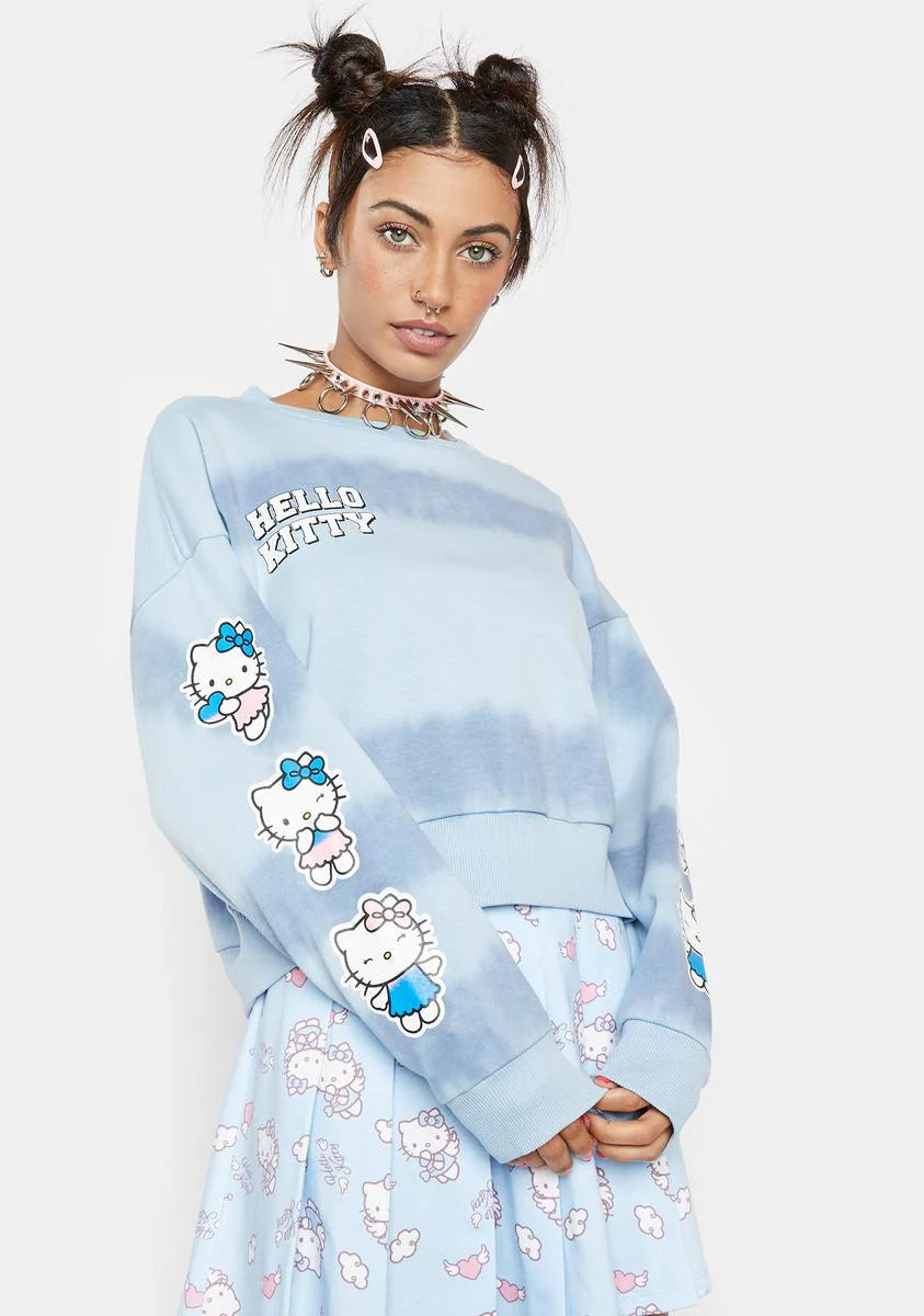 Hello Kitty Tie Dye Crop Sweatshirt