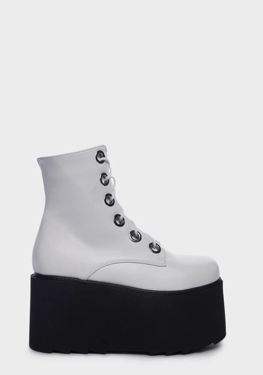 White Renegage Platform Boots