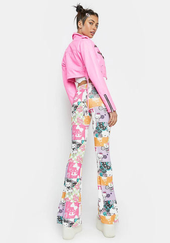 Hello Kitty Print Flare Pants