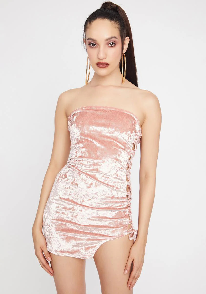 Blush Goals Completed Crushed Velvet Mini Dress