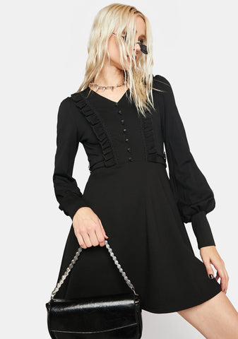 Dark Lotus Leaf V-Neck Dress