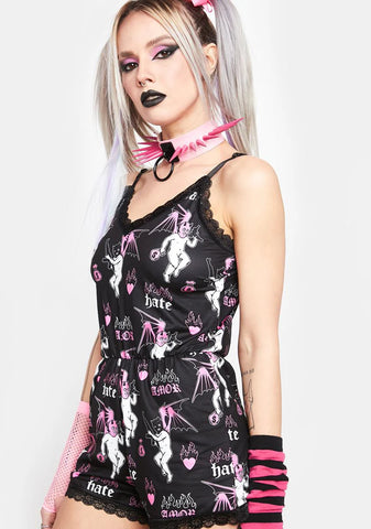 Ski Mask Angel Lace Romper