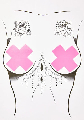 Strawberry Fruitella Wet Vinyl Cross Pasties