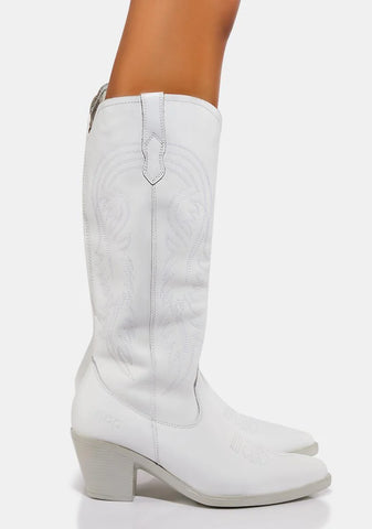 White Galveston Cowboy Boots