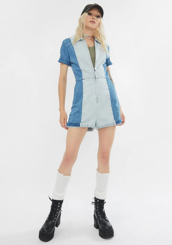 Mimi Hemp Denim Paneled Romper