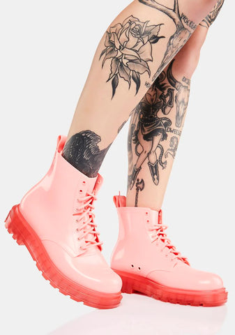 Pink Coturno Platform Boots
