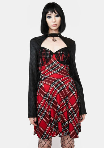 Plaid Cut Out Mini Dress
