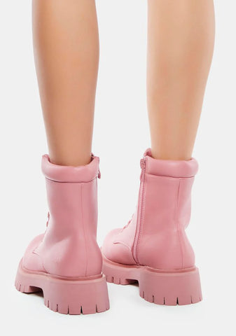 Pink Redoran Padded Combat Boots