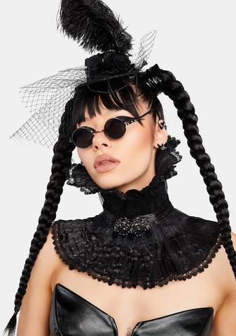 Black Fleeting Glance Gothic Pleated High Collar