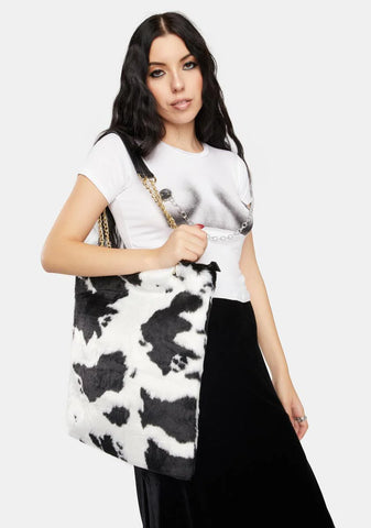 Cow Print Fluffy Bag